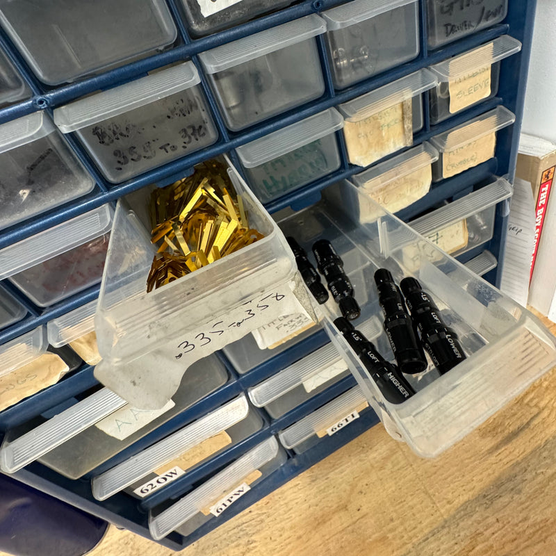 inventory of parts brass shim adaptors repair  - Club Fitting Dealer Retailer Spargo Golf Sales  - Rhode Island Massachusetts Connecticut Titleist PING TaylorMade Mizuno True Temper ACCRA Project X Putter Putters