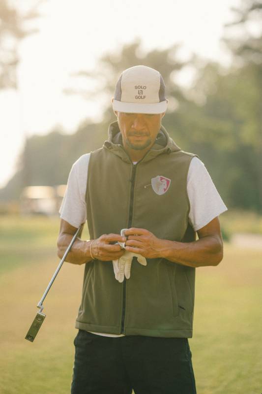 Fleece Blocked Hooded Vest-Olive - Golfers Vest – SOLO Golf Co.